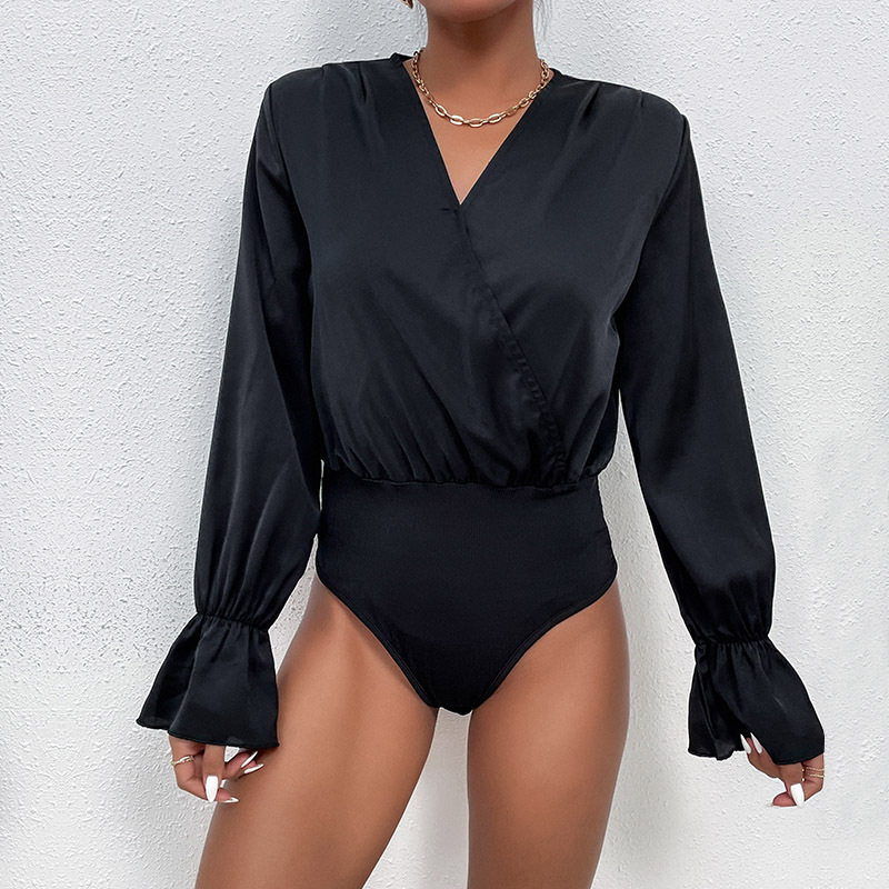 Fashion Black Long-sleeved Jumpsuit - Large
