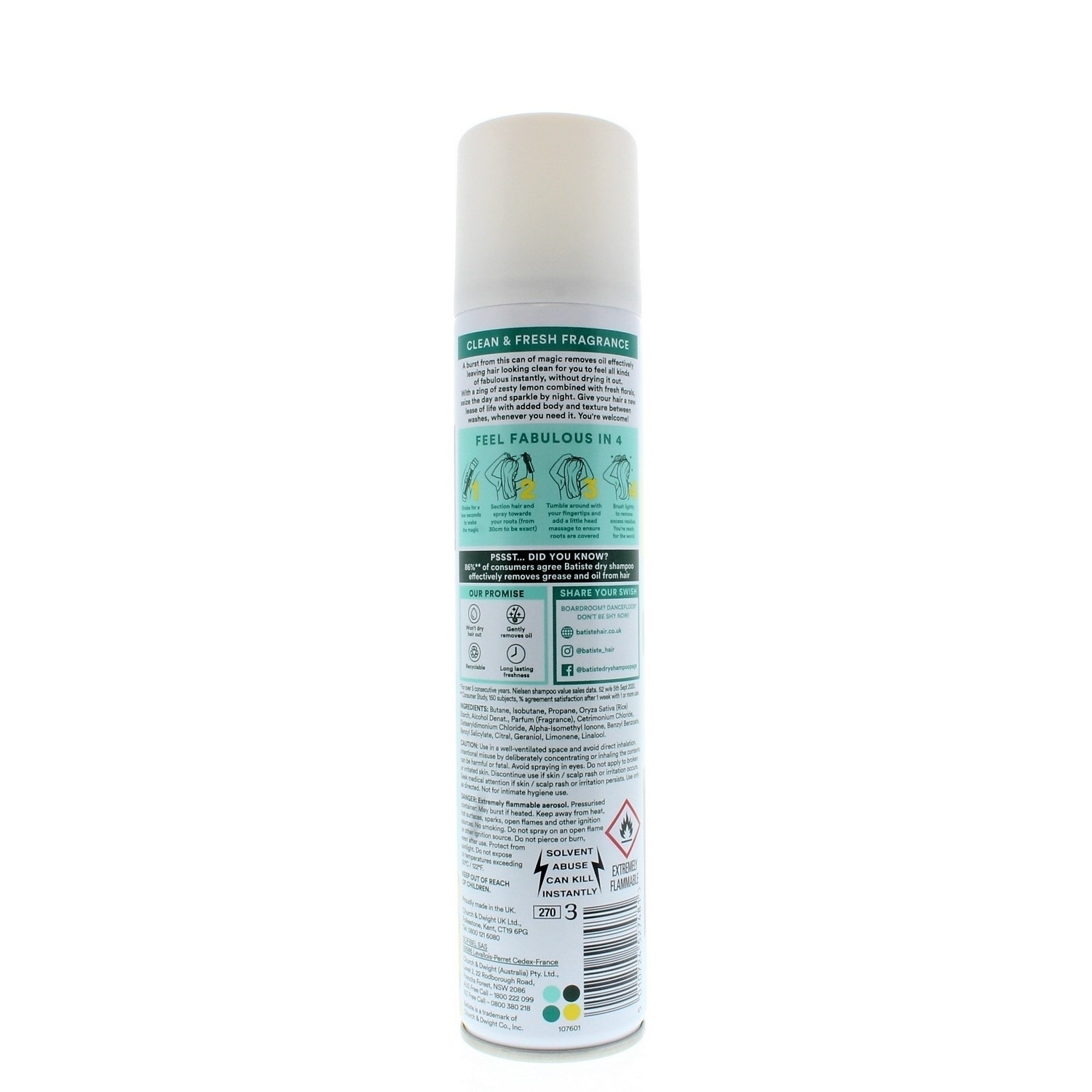 Batiste Instant Hair Refresh Dry Shampoo Original Classic Fresh 200ml/120g