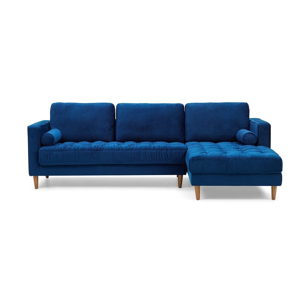 Bente Tufted Velvet Sectional Sofa - Blue - Right Sectional