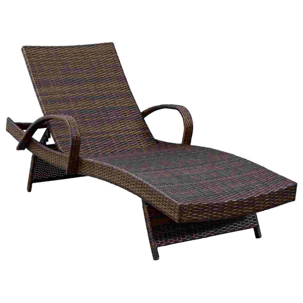 Reclining Chaise Lounge With Wicker Frame, Set Of 2, Brown- Saltoro Sherpi