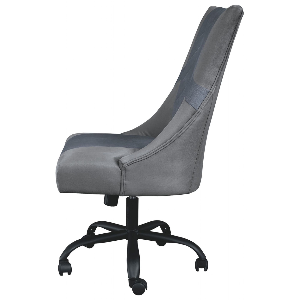 Leatherette Wooden Frame Swivel Gaming Chair, Gray And Black- Saltoro Sherpi