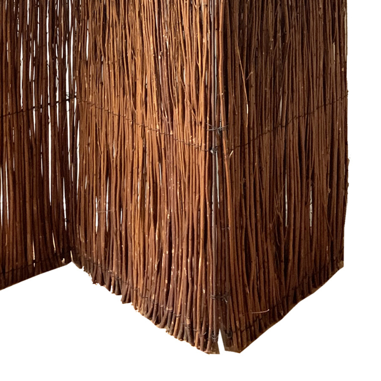 3 Panel Vertically Aligned Willow Branches Room Divider, Brown- Saltoro Sherpi