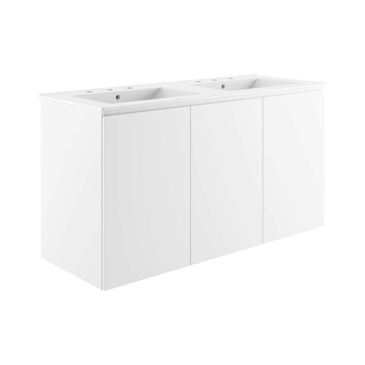 Bryn 48 Wall-Mount Double Sink Bathroom Vanity, White White