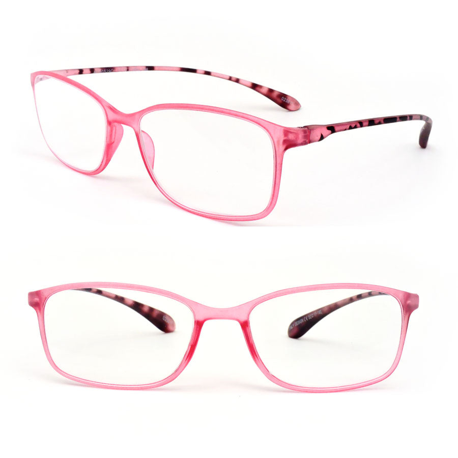 Super Light And Extremely Flexible Frame Frosted Matte Finish Reading Glasses - Pink, 150