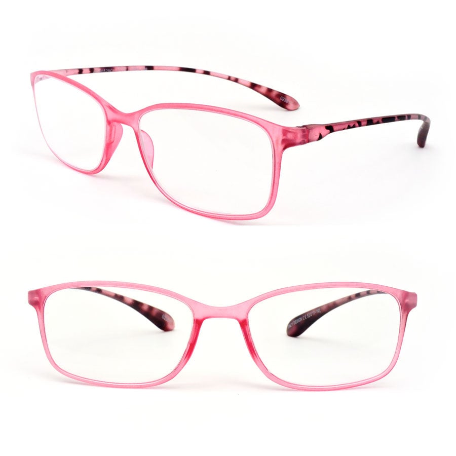 Super Light And Extremely Flexible Frame Frosted Matte Finish Reading Glasses - Pink, 250