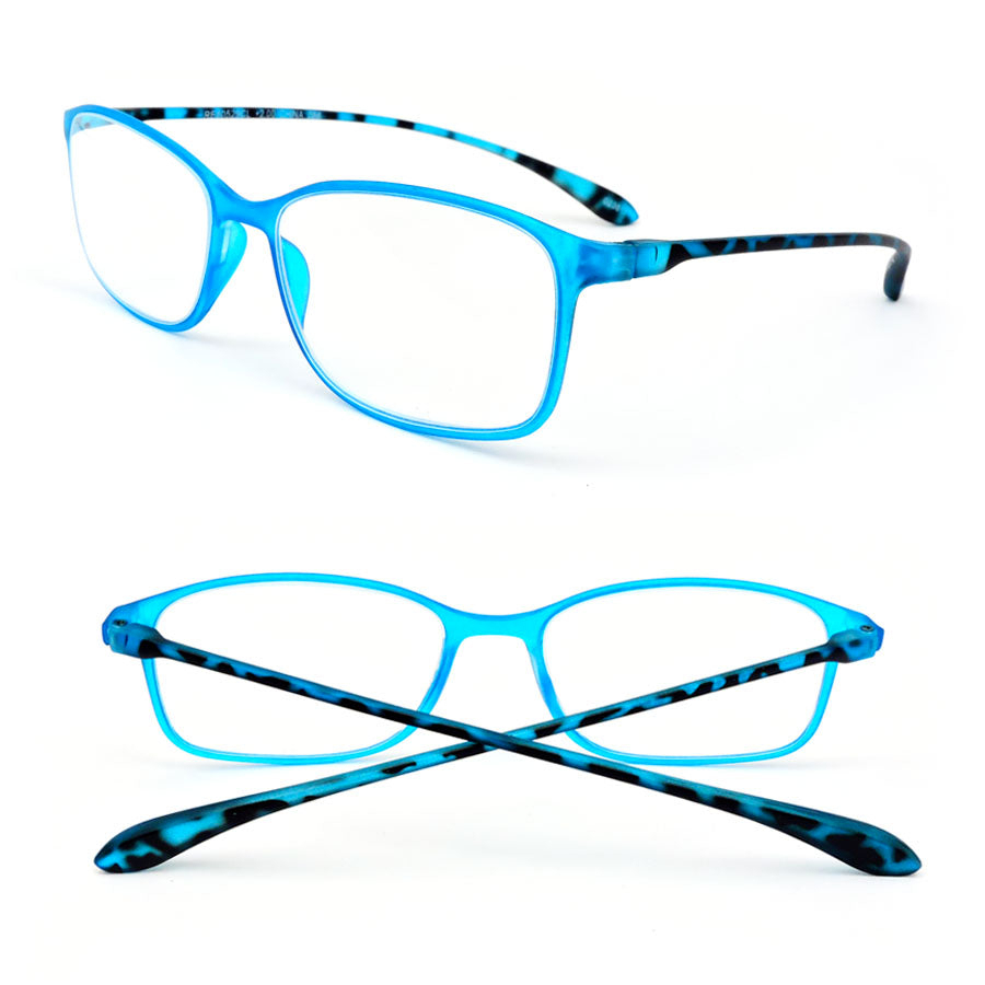 Super Light And Extremely Flexible Frame Frosted Matte Finish Reading Glasses - Blue, 150
