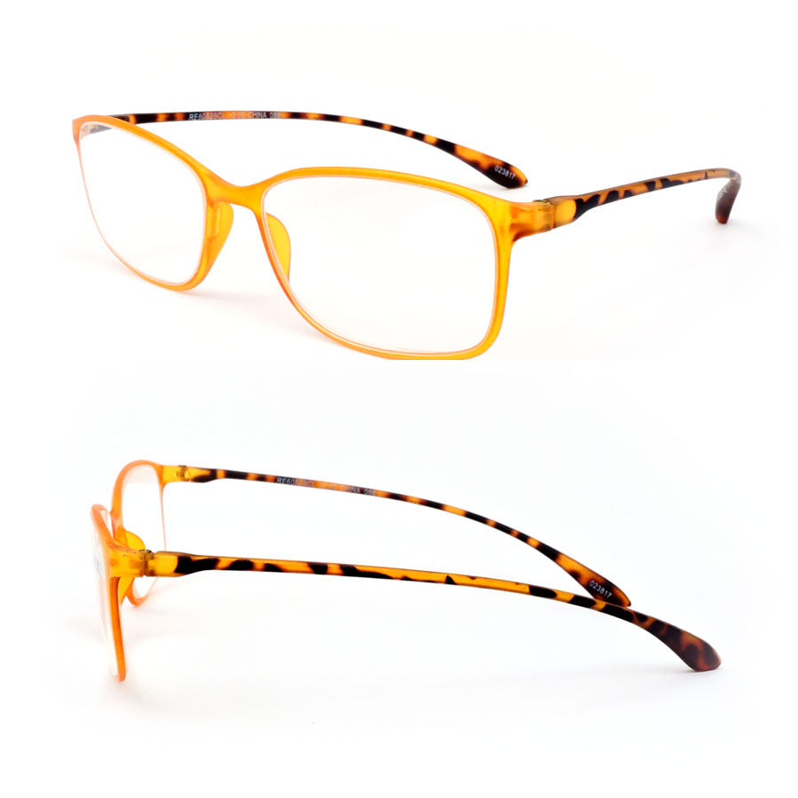 Super Light And Extremely Flexible Frame Frosted Matte Finish Reading Glasses - Orange, 150