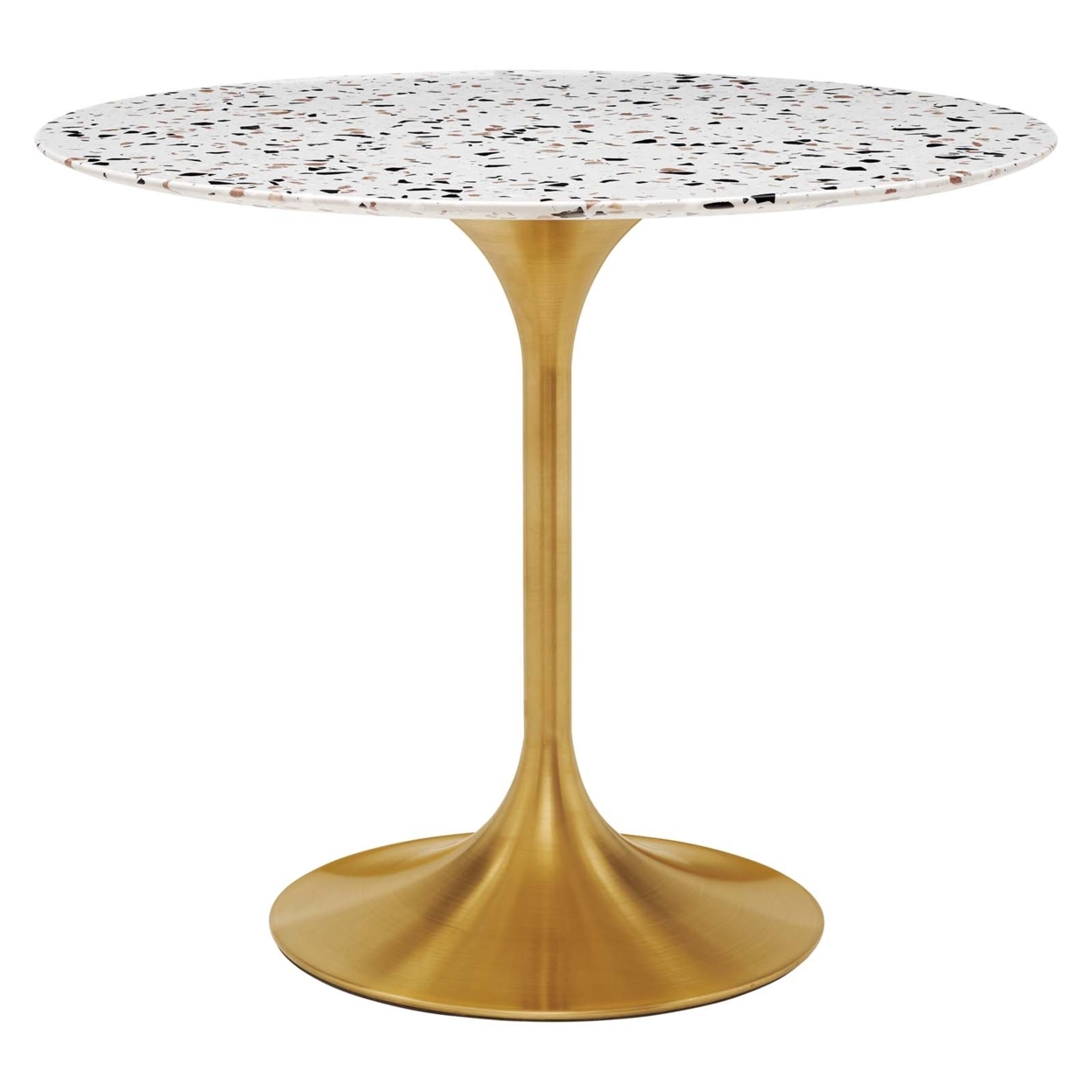 Lippa 36 Round Terrazzo Dining Table, Gold White