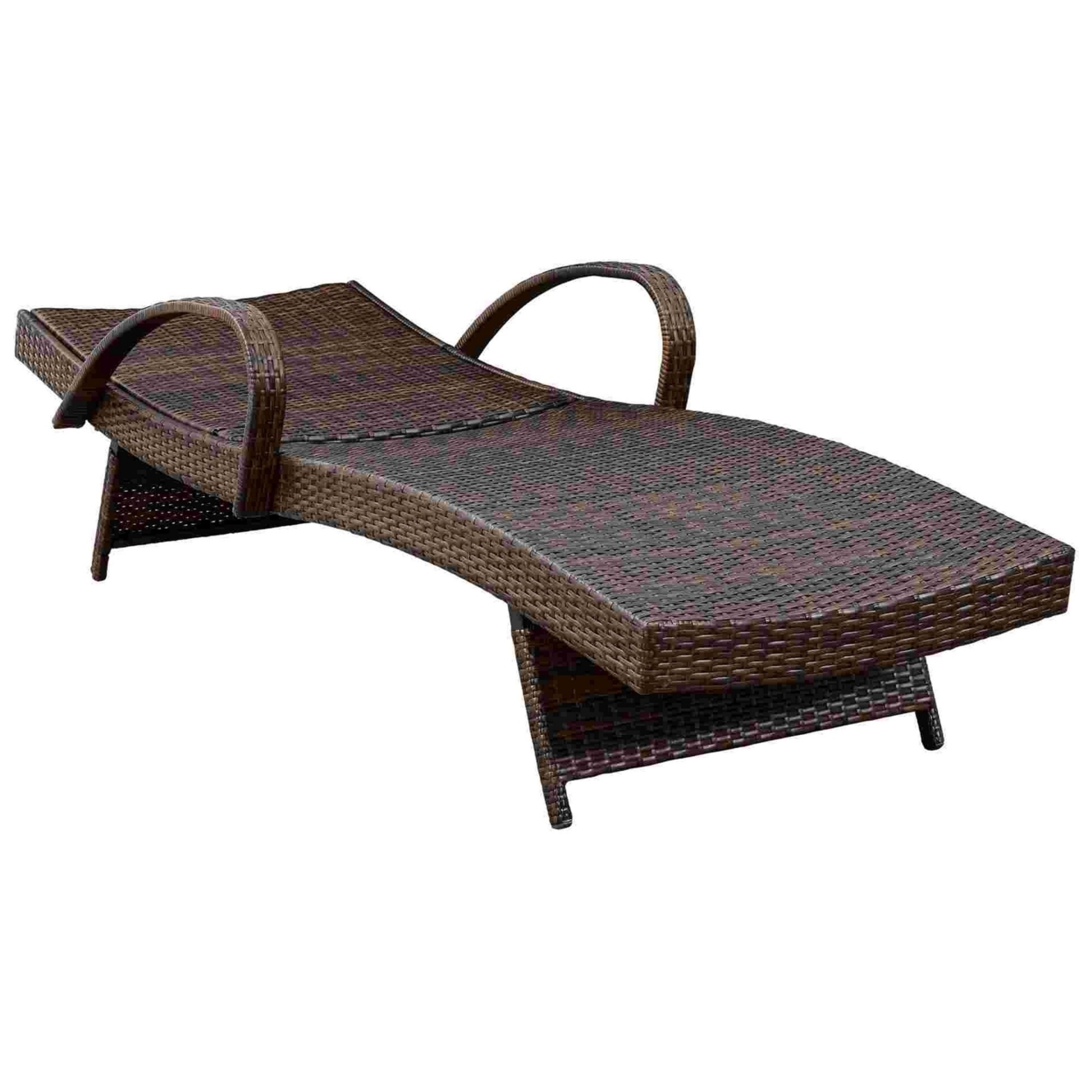 Reclining Chaise Lounge With Wicker Frame, Set Of 2, Brown- Saltoro Sherpi