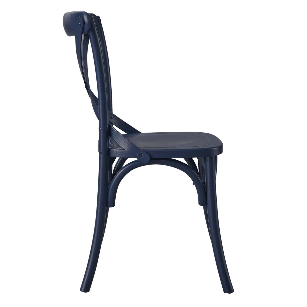 Wooden Farmhouse Dining Side Chair With X Back, Blue, Saltoro Sherpi
