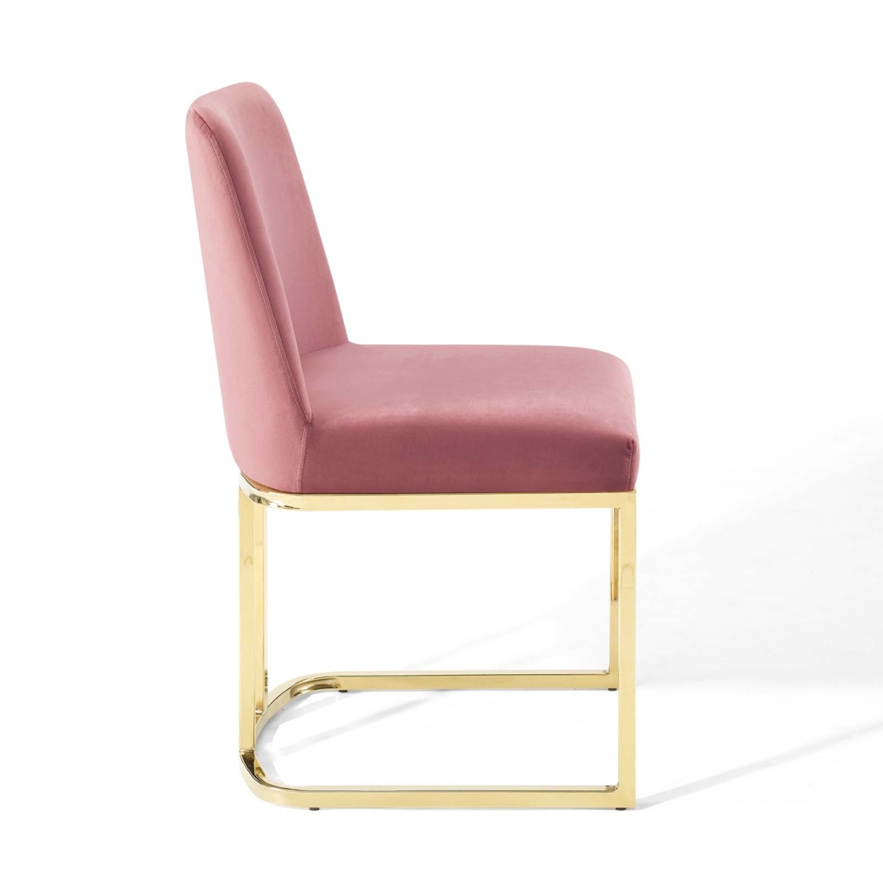 Amplify Sled Base Performance Velvet Dining Chairs - Set Of 2, Gold Dusty Rose