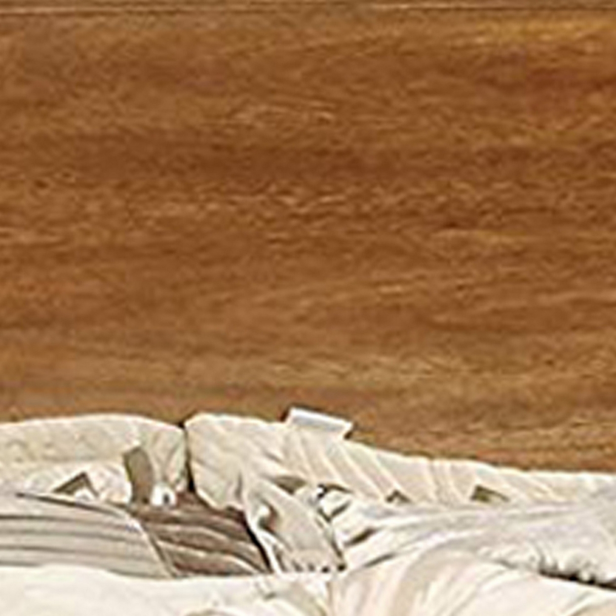 Wooden California King Size Bed With Panel Headboard, Oak Brown- Saltoro Sherpi