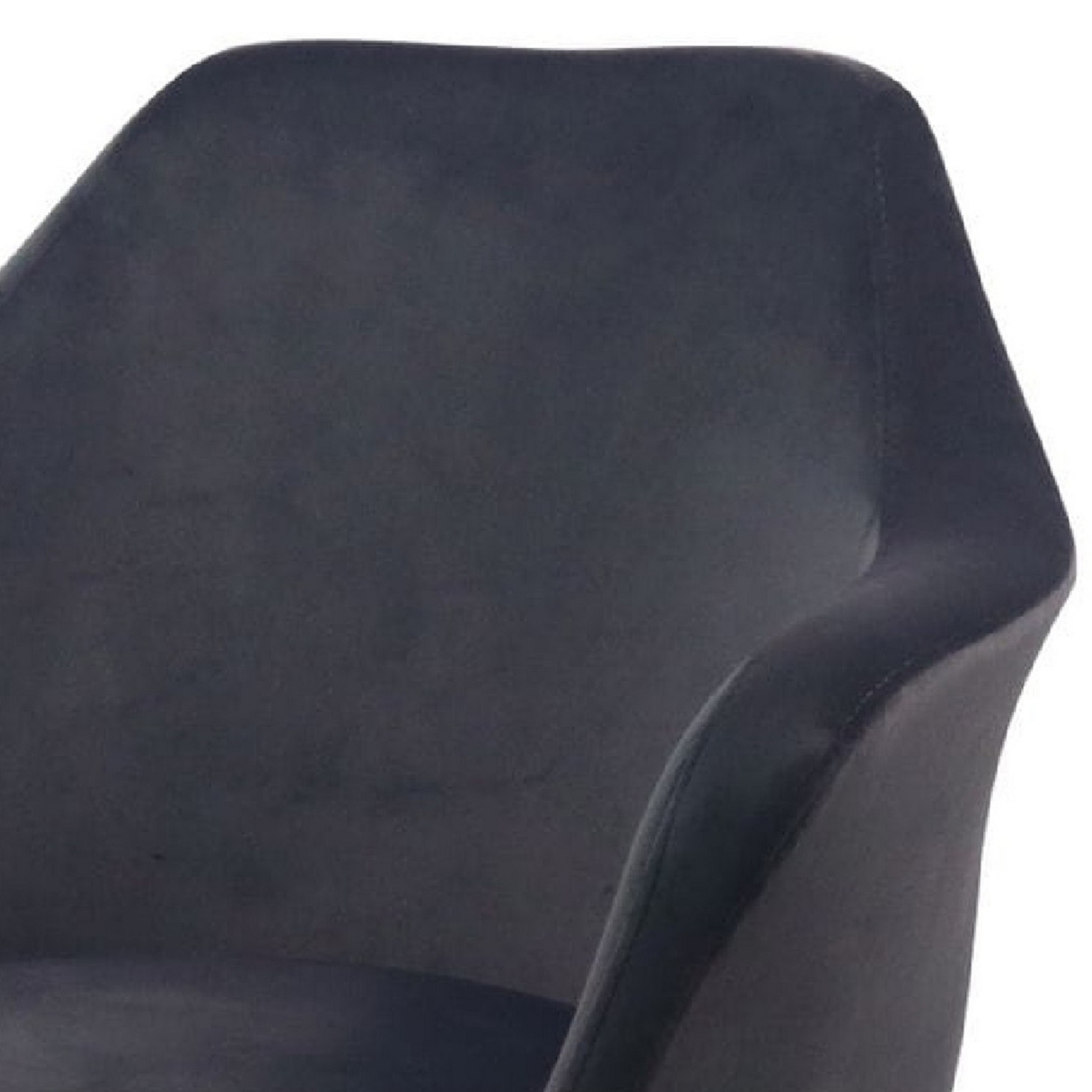 Cid 18 Inch Modern Dining Chair, Grey Velvet, Metal Legs, Bucket Design- Saltoro Sherpi