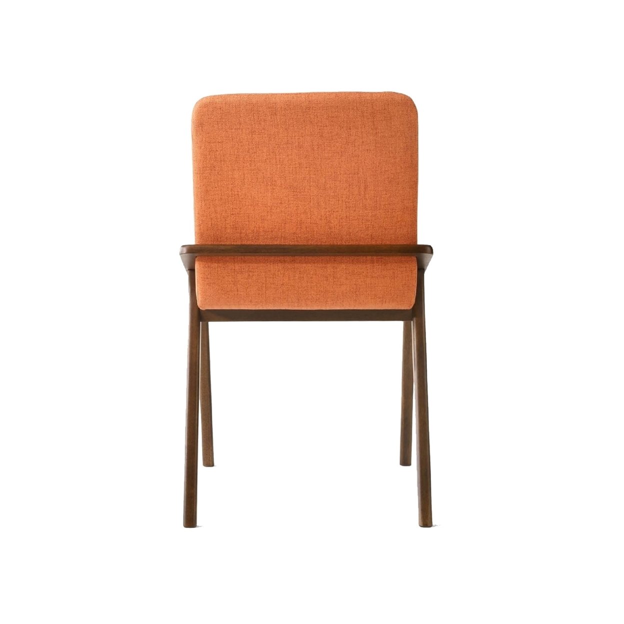 Zoe 20 Inch Modern Dining Chair, Solid Wood, Sloped Arms, Set Of 2, Orange- Saltoro Sherpi