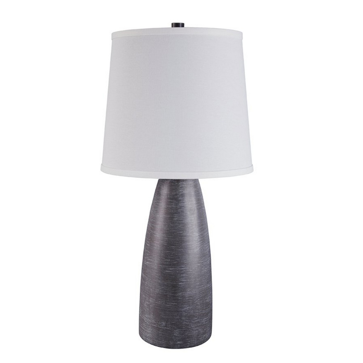 Vase Shape Resin Table Lamp With Fabric Shade, Set Of 2, Gray And White- Saltoro Sherpi