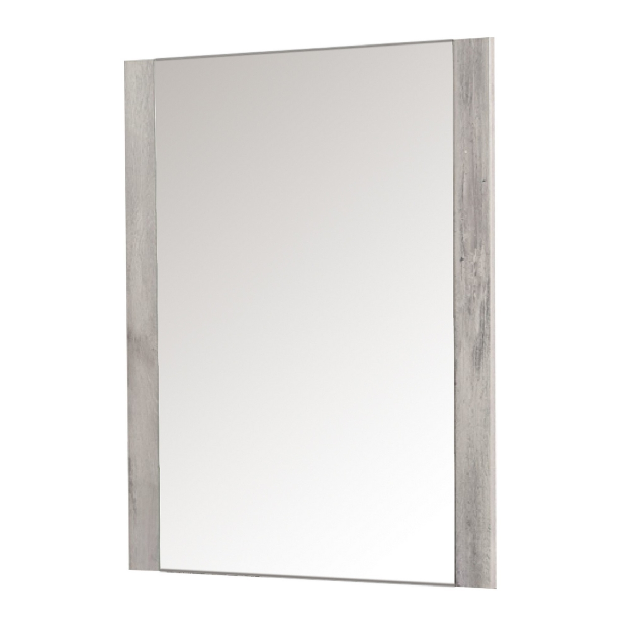 Noe 41 Inch Italian Modern Mirror, Wood Frame, Glossy, Light Gray- Saltoro Sherpi