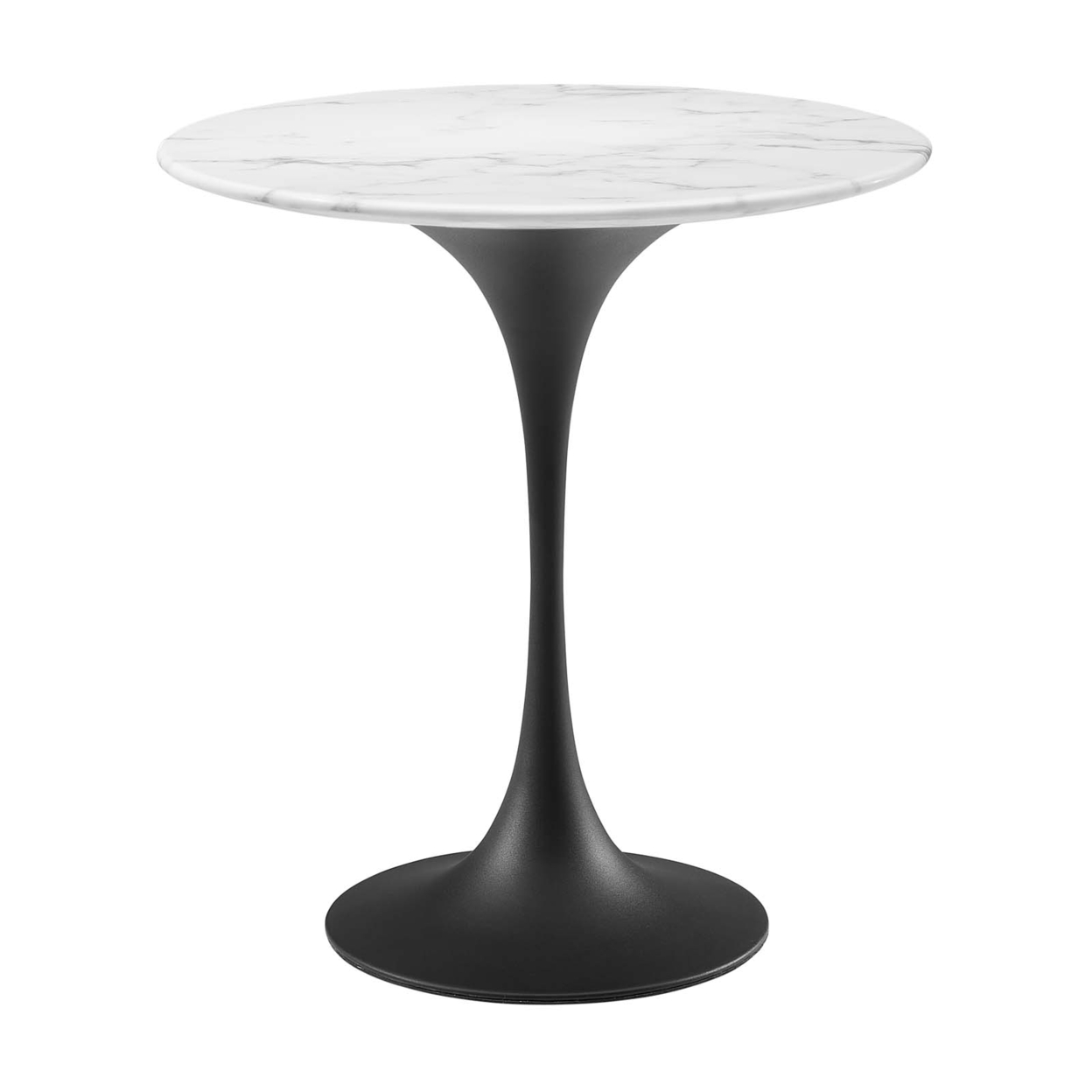 Lippa 20 Round Artificial Marble Side Table, Black White