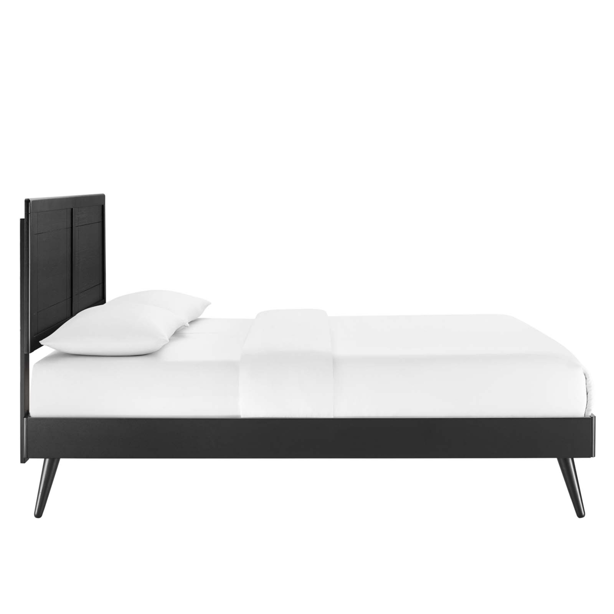Marlee Full Wood Platform Bed With Splayed Legs, Black