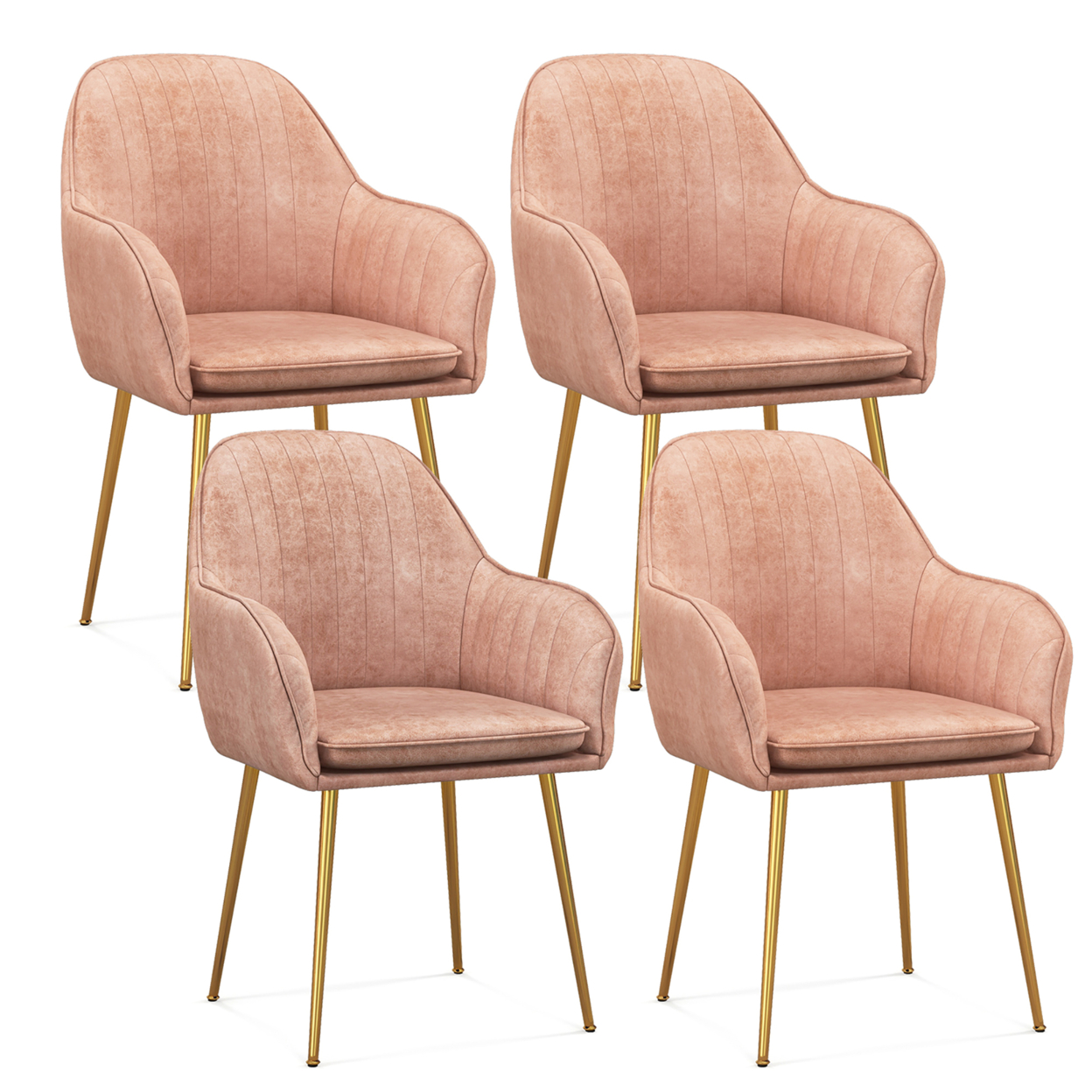 4PCS Accent Leisure Chair Velvet Armchair Dining Chair Home Office Pink