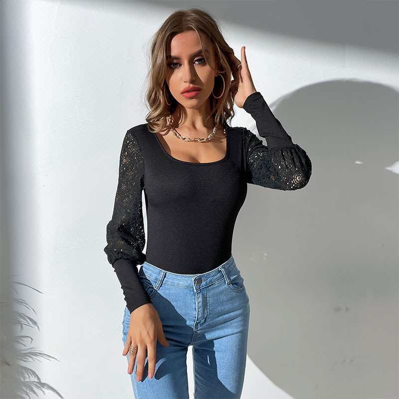 Black Cut-out Long-sleeved Bodysuit - Small