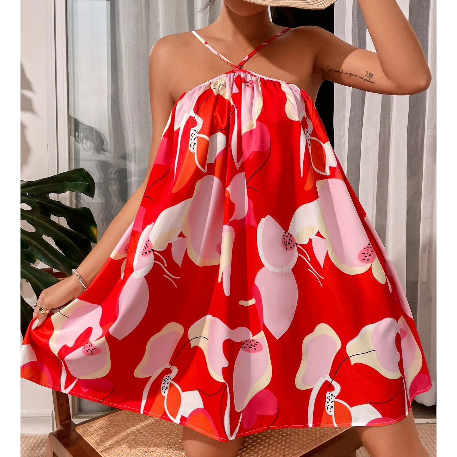 Allover Print Cami Dress - Multicolor, Large(8/10)