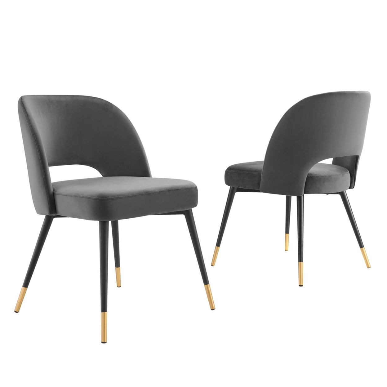 Rouse Performance Velvet Dining Side Chairs - Set Of 2, Charcoal