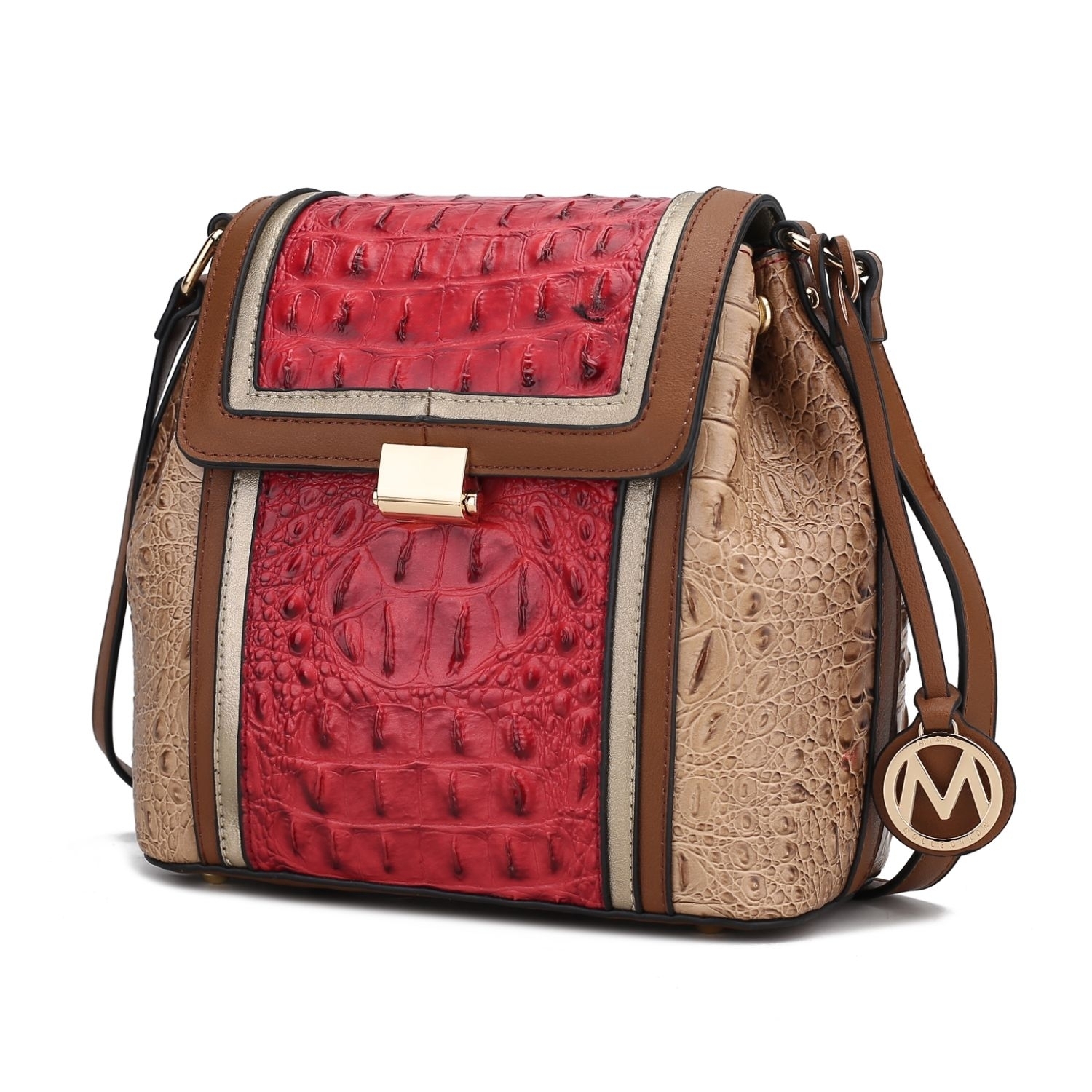 MKF Collection Jamilah Shoulder Medium Handbag By Mia K. - Cognac Combo