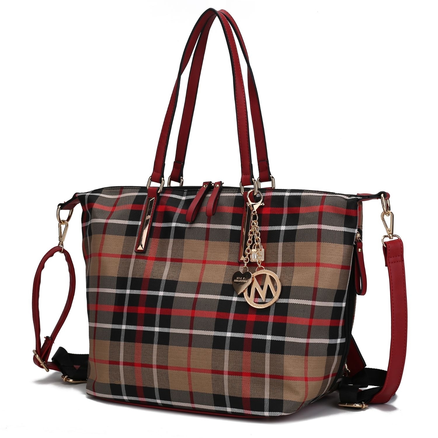 MKF Collection Layla Tote And Backpack For Women Multicomparment By Mia K. - Taupe Red