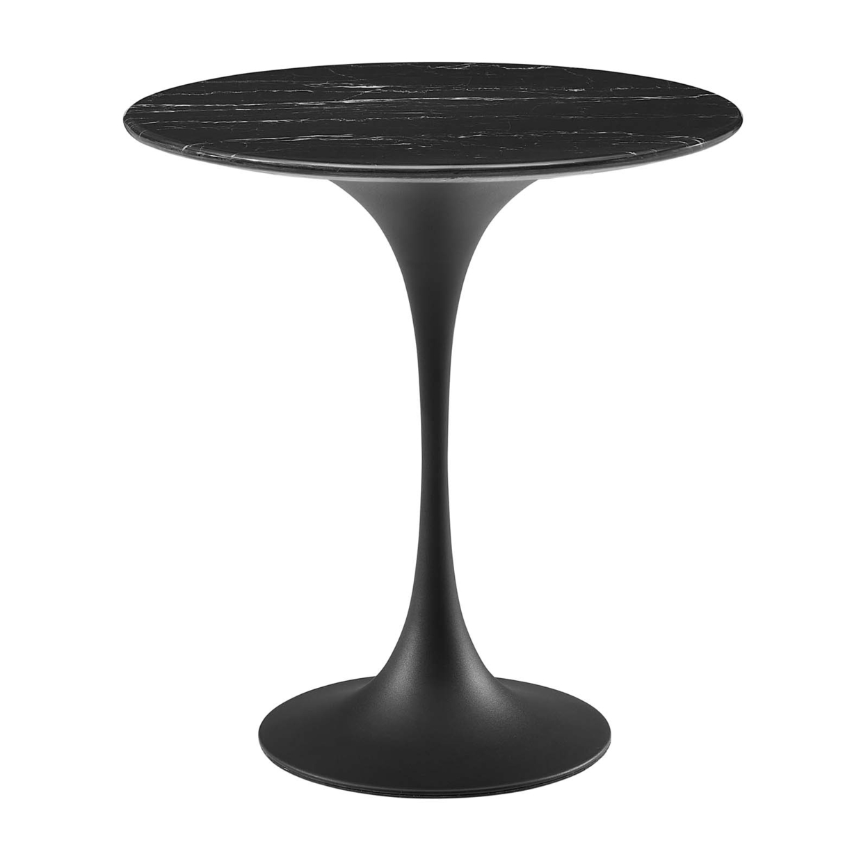 Lippa 20 Round Artificial Marble Side Table, Black Black