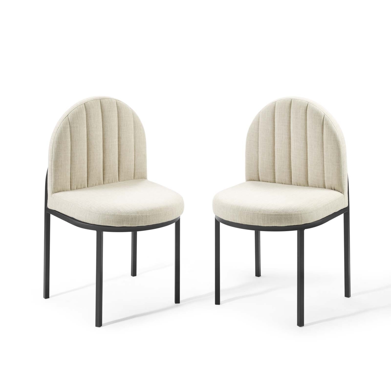 Isla Dining Side Chair Upholstered Fabric Set Of 2, Black Beige