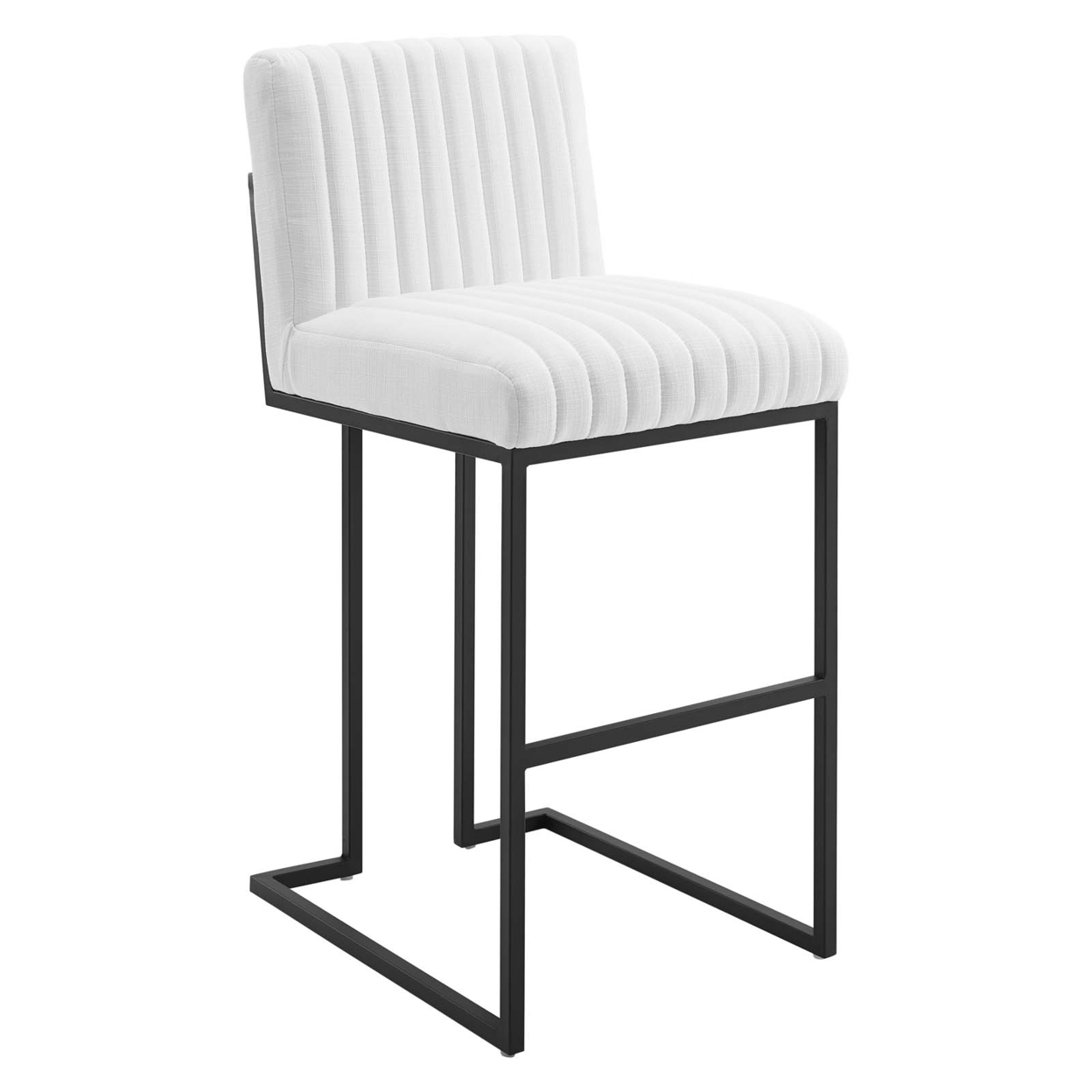 Indulge Channel Tufted Fabric Bar Stool, White