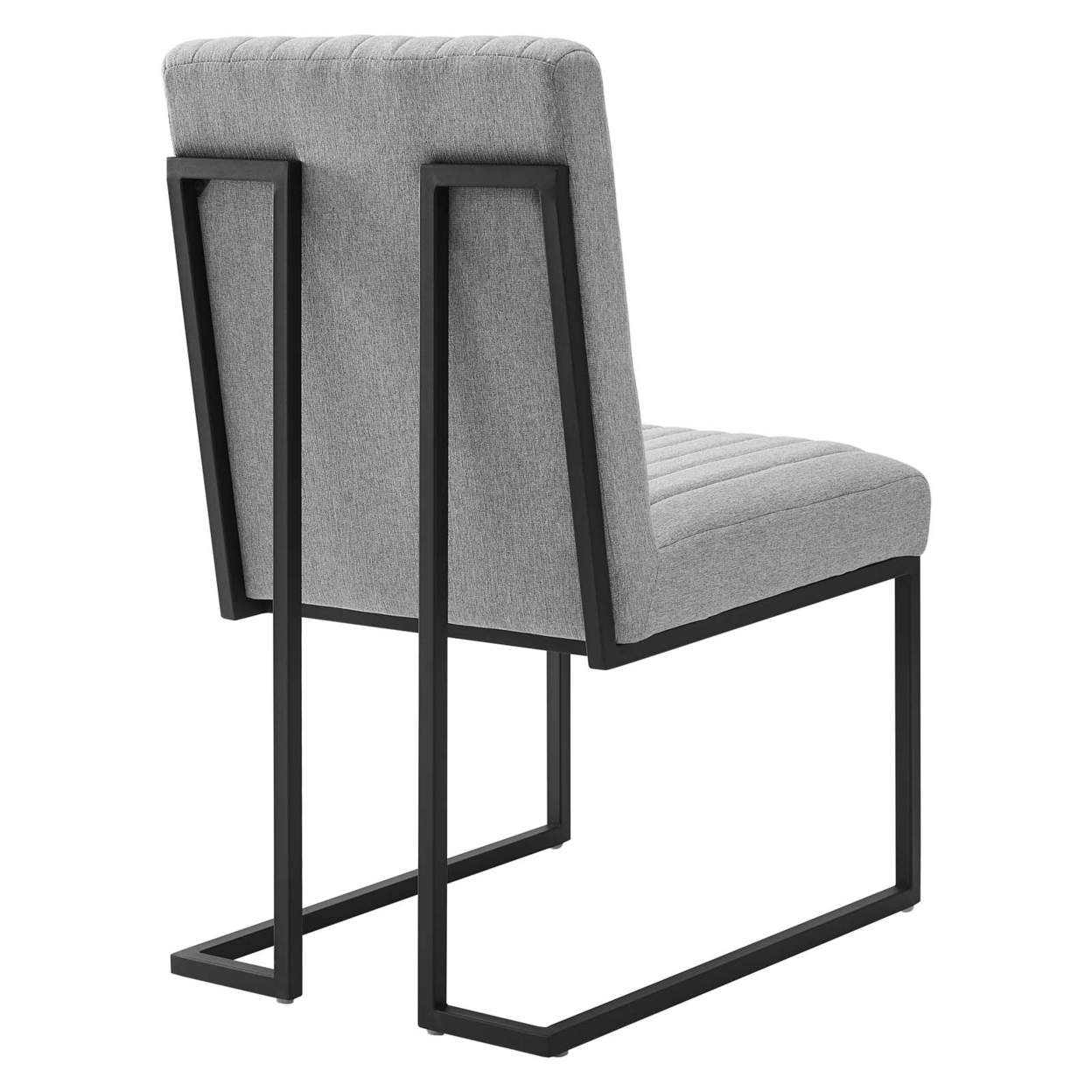 Indulge Channel Tufted Fabric Dining Chair, Light Gray