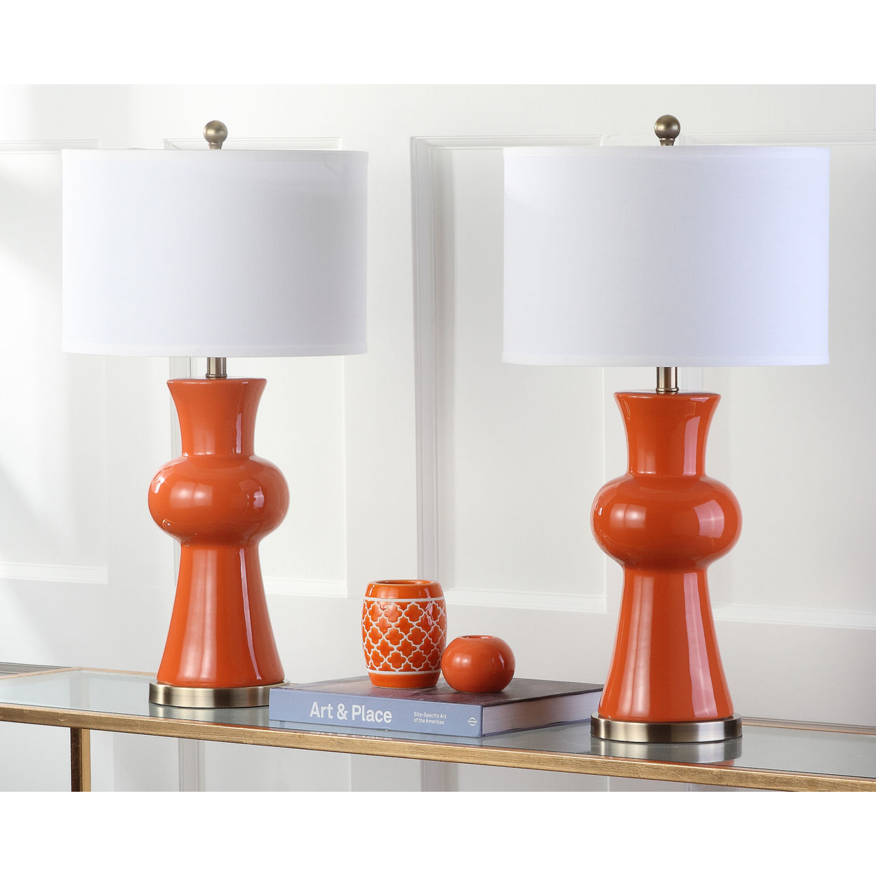 SAFAVIEH Lola Column Table Lamp (Set Of 2) , Orange ,