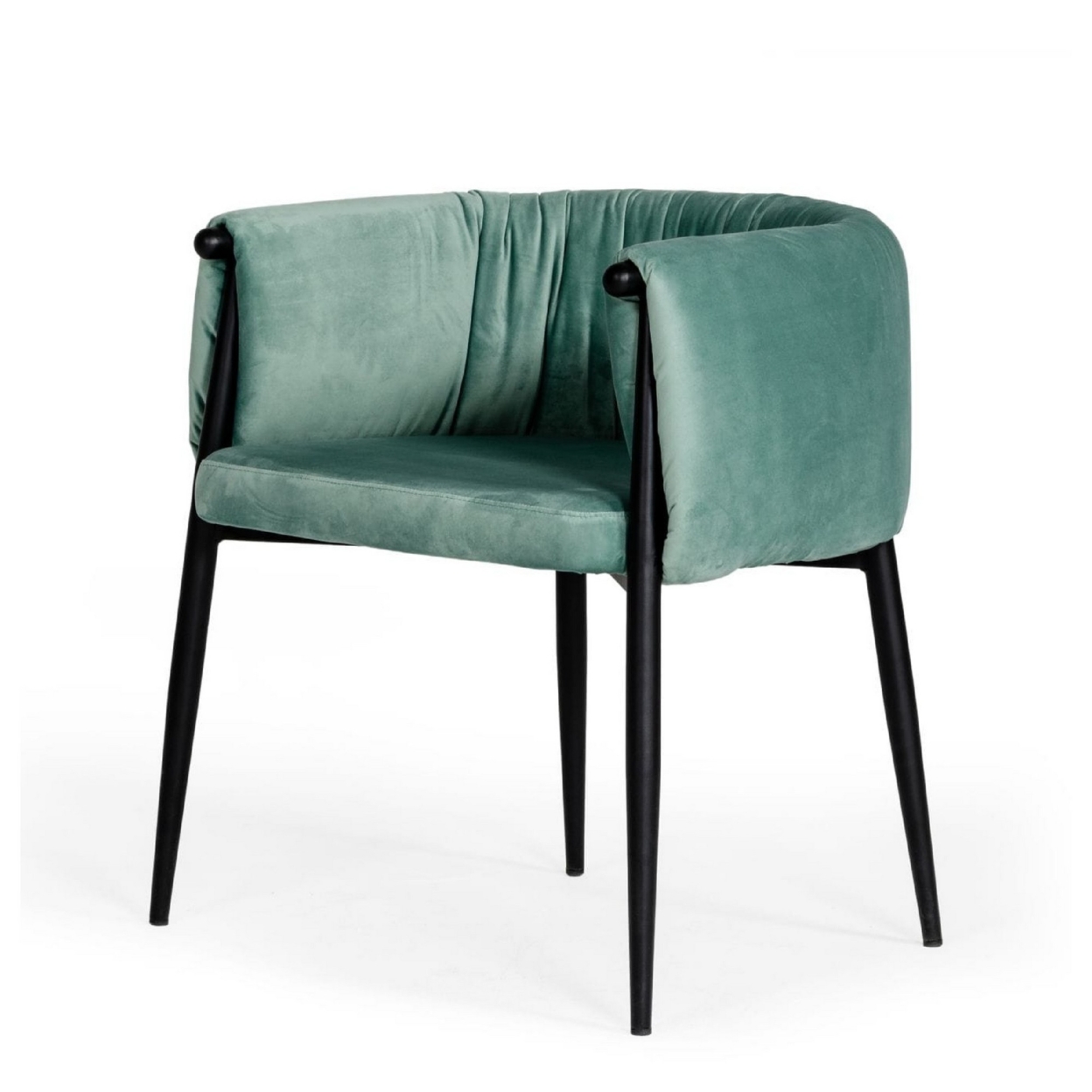 Cid 28 Inch Modern Fabric Dining Chair With Armrest, Cushion Seat, Green- Saltoro Sherpi