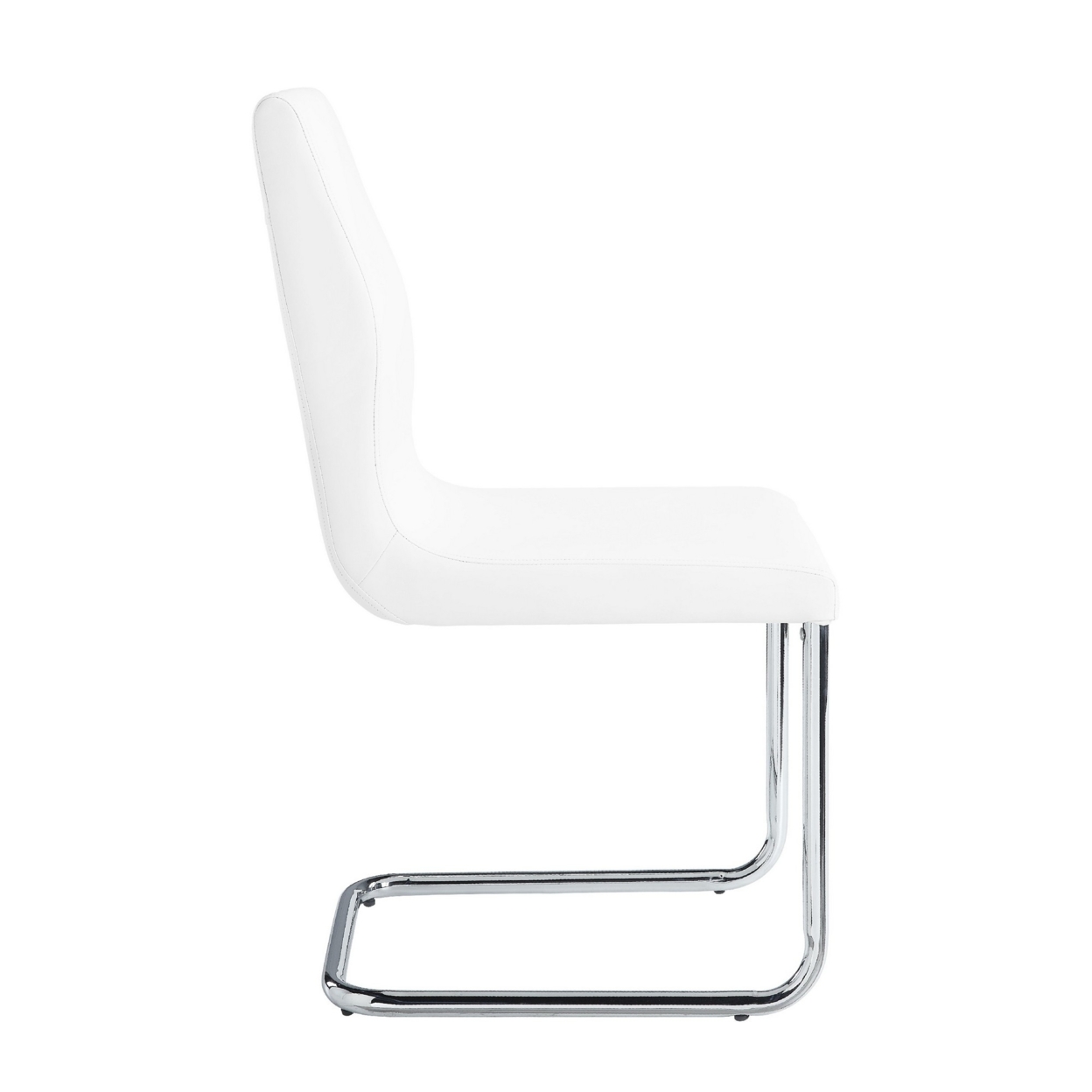 Tony 23 Inch Dining Side Chair, Vegan Faux Leather, Metal, Set Of 2, White- Saltoro Sherpi