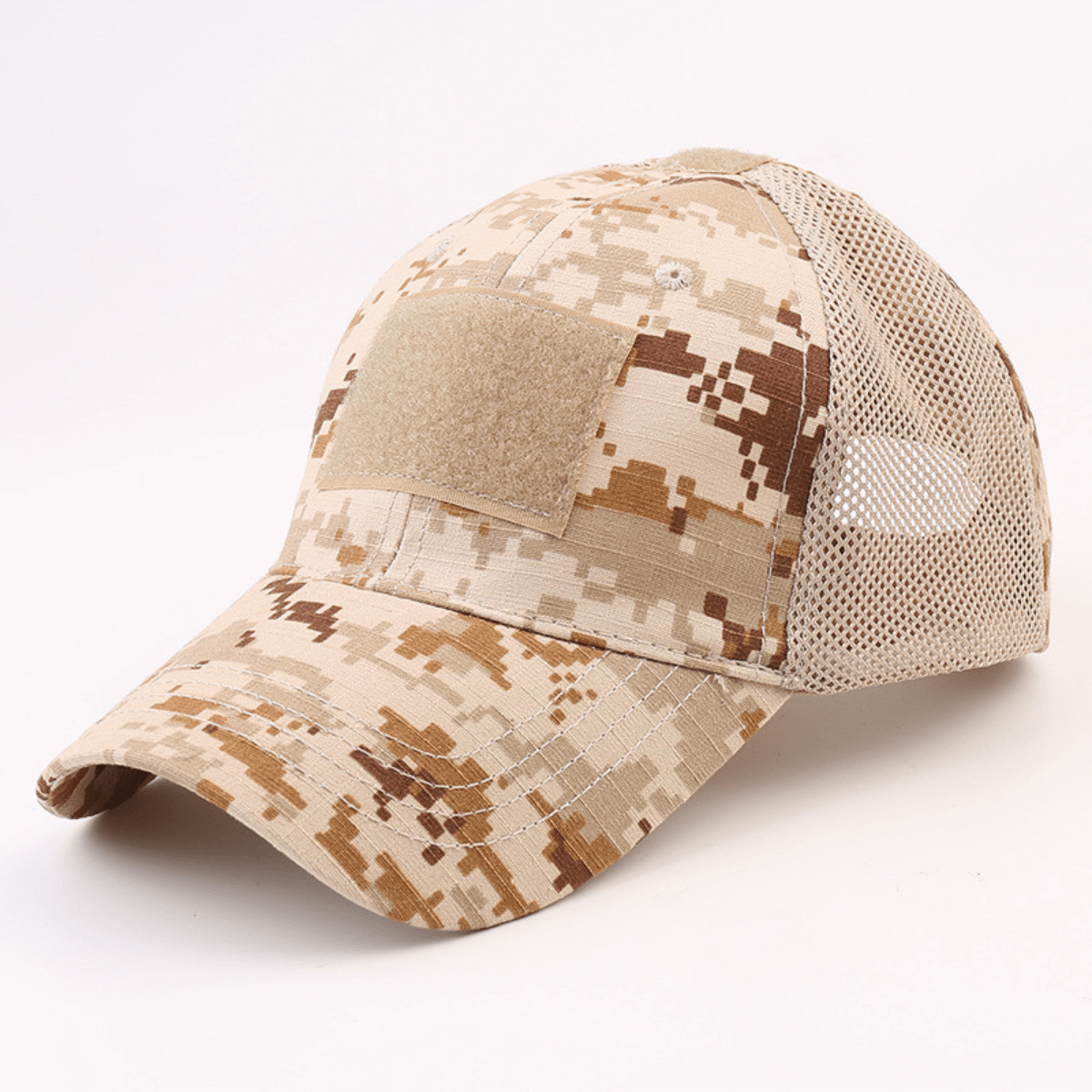 Tactical-Style Patch Hat With Adjustable Strap - Desert