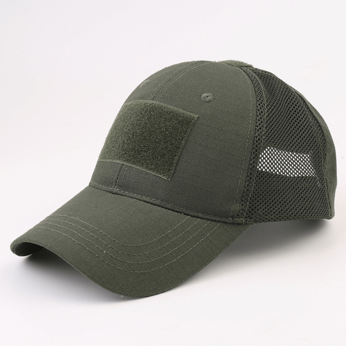 Tactical-Style Patch Hat With Adjustable Strap - Green