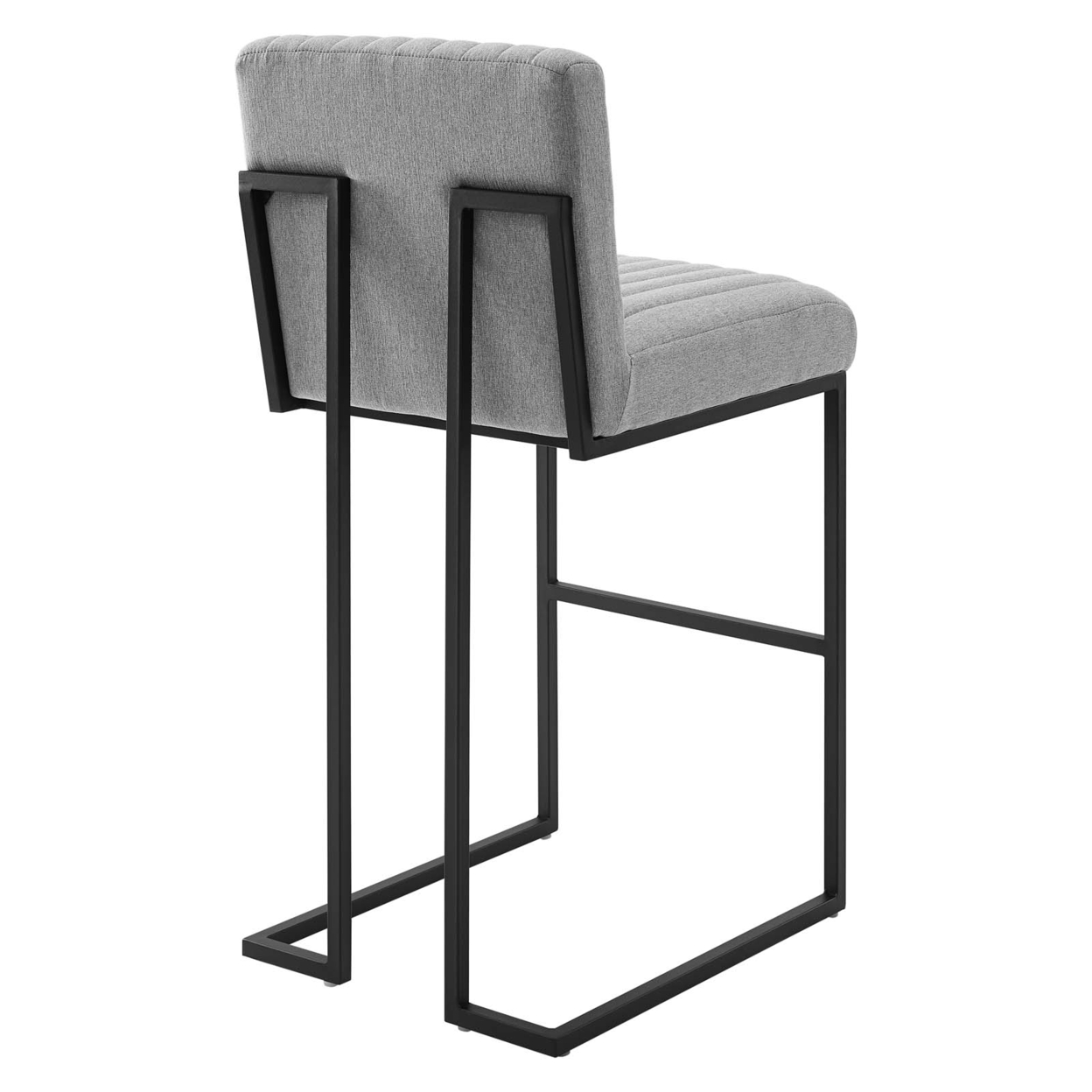 Indulge Channel Tufted Fabric Bar Stool, Light Gray