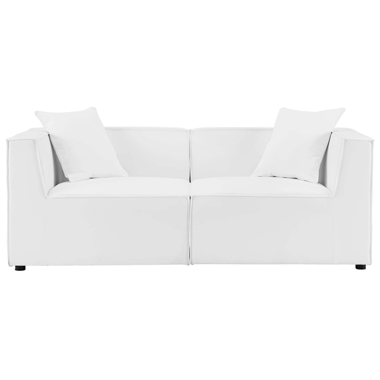 Saybrook Outdoor Patio Upholstered 2-Piece Sectional Sofa Loveseat, White