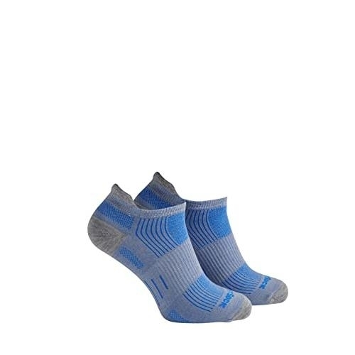 Wrightsock Unisex ECO Run Tab Socks Grey/Blue - 893.1701 GREY/BLUE - GREY/BLUE, Small