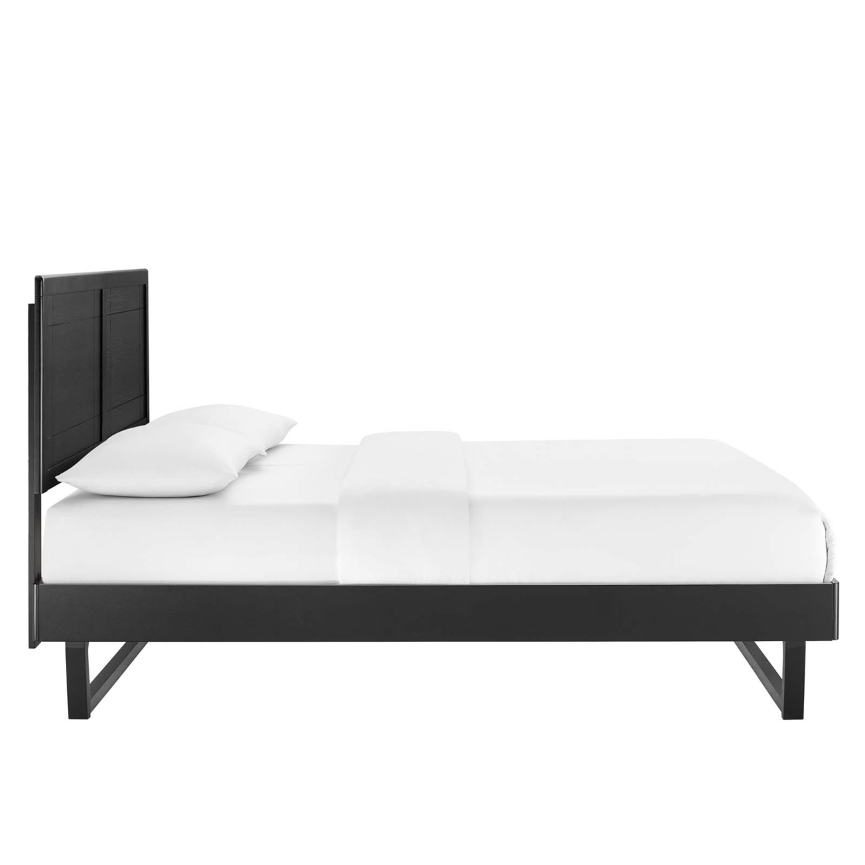 Marlee Queen Wood Platform Bed With Angular Frame, Black