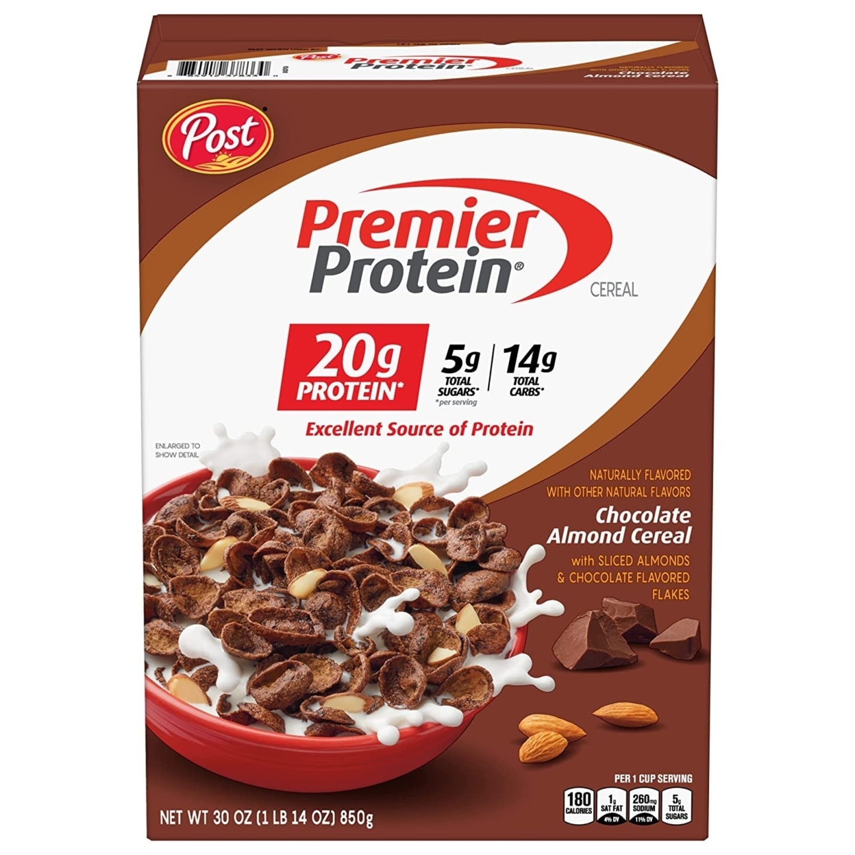 Post Premier Protein Chocolate Almond High Protein Cereal, 30 Ounce