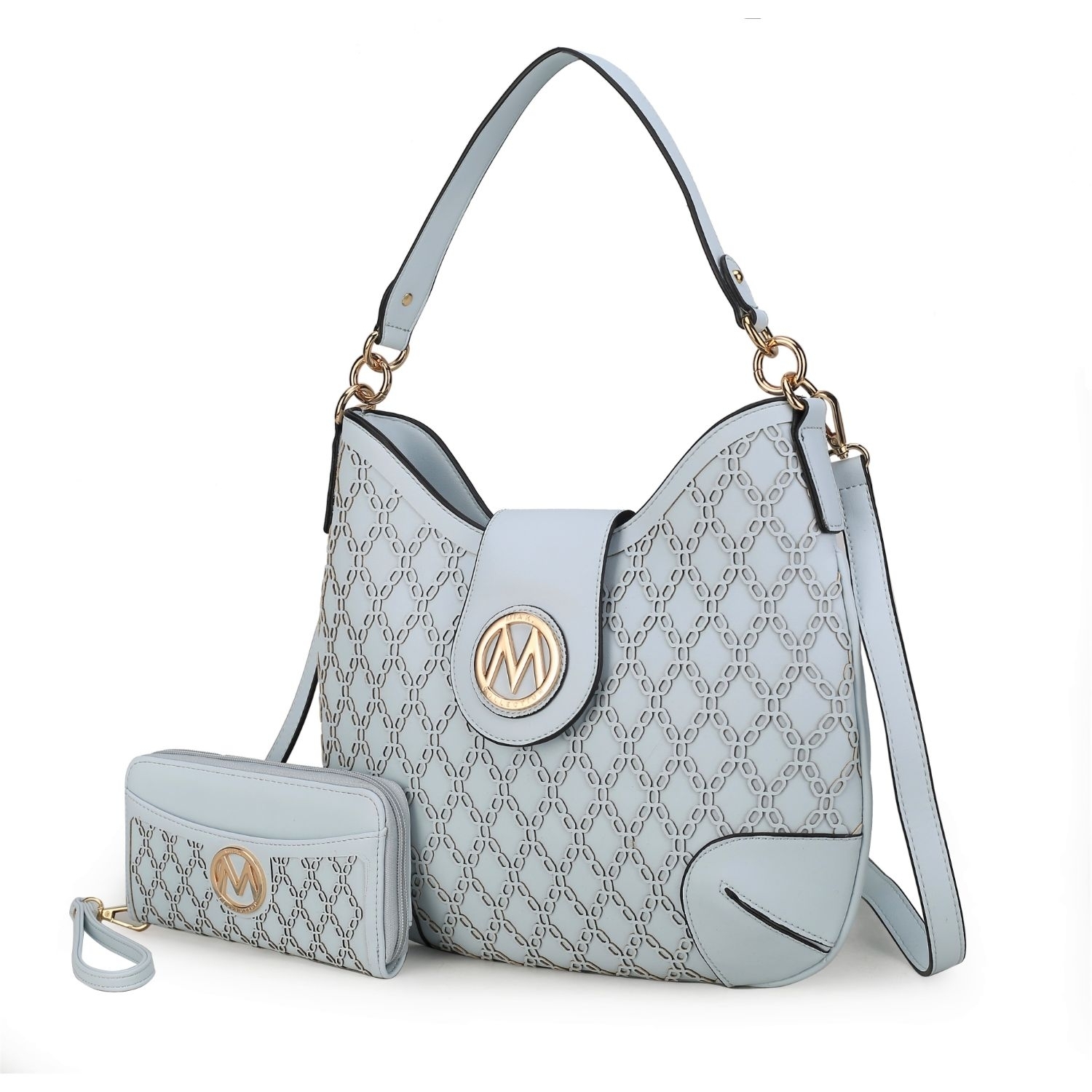 MKF Collection Reed Shoulder Handbag With Wallet By Mia K.- 2pieces - Cognac