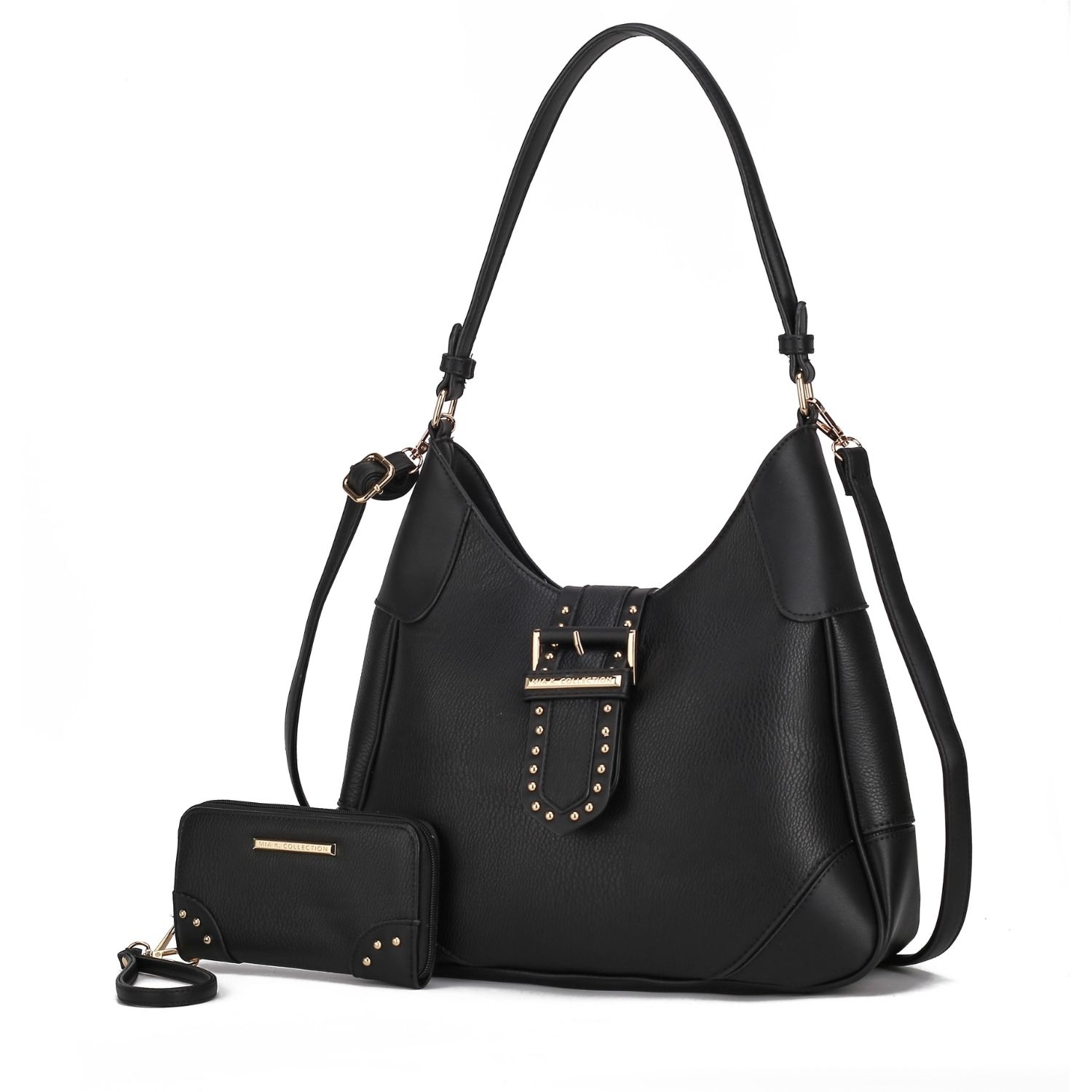 MKF Collection Juliette Shoulder Handbag With Matching Wallet 2 Pcs By Mia K. - Black