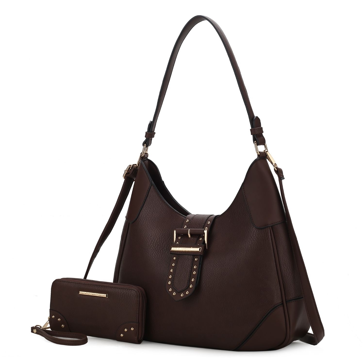 MKF Collection Juliette Shoulder Handbag With Matching Wallet 2 Pcs By Mia K. - Black