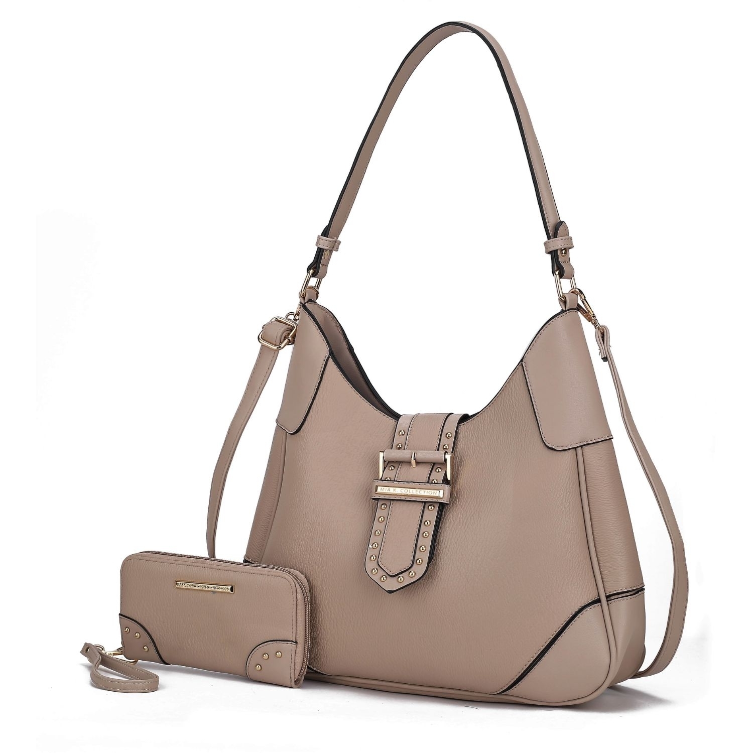MKF Collection Juliette Shoulder Handbag With Matching Wallet 2 Pcs By Mia K. - Taupe