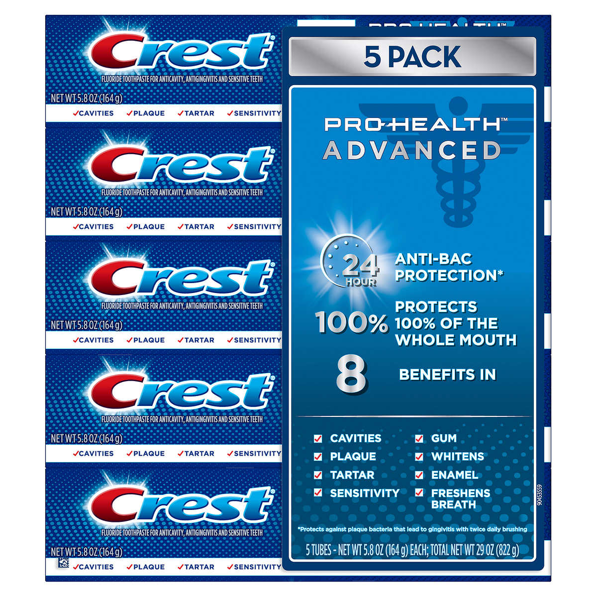 Crest Pro Health Advanced Toothpaste, 5.8 Ounce (Pack Of 5)
