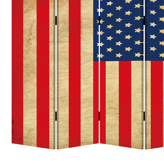 4 Panel Canvas Screen With American Flag Print, Multicolor- Saltoro Sherpi