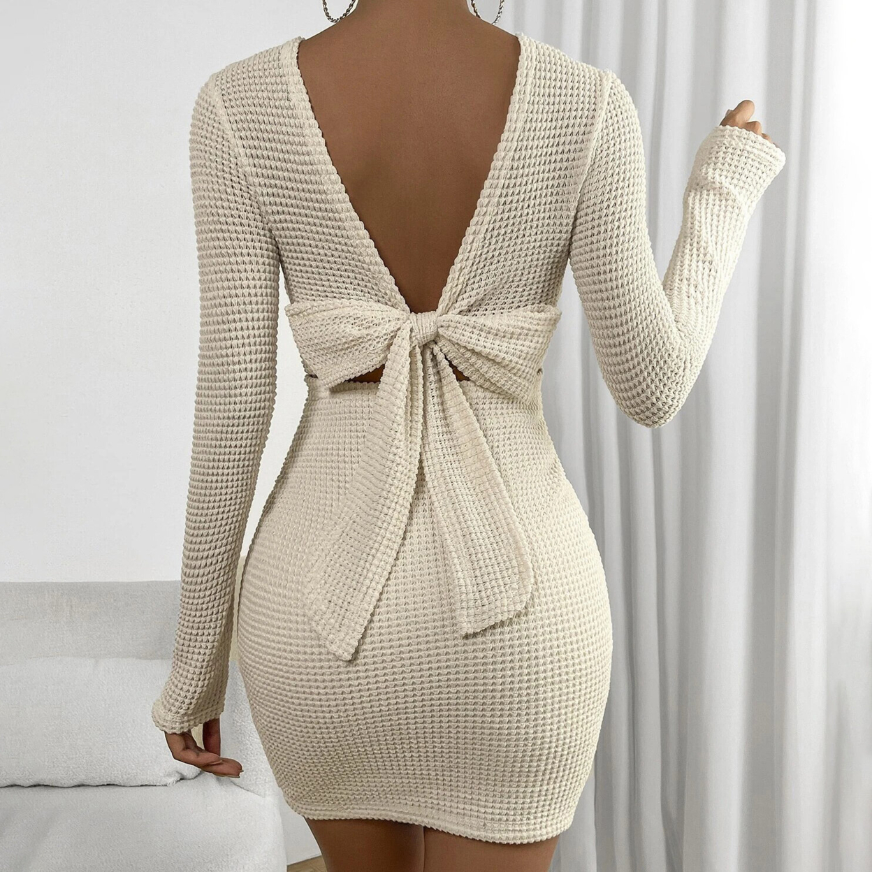 Tied Backless Bodycon Dress - Small(4)
