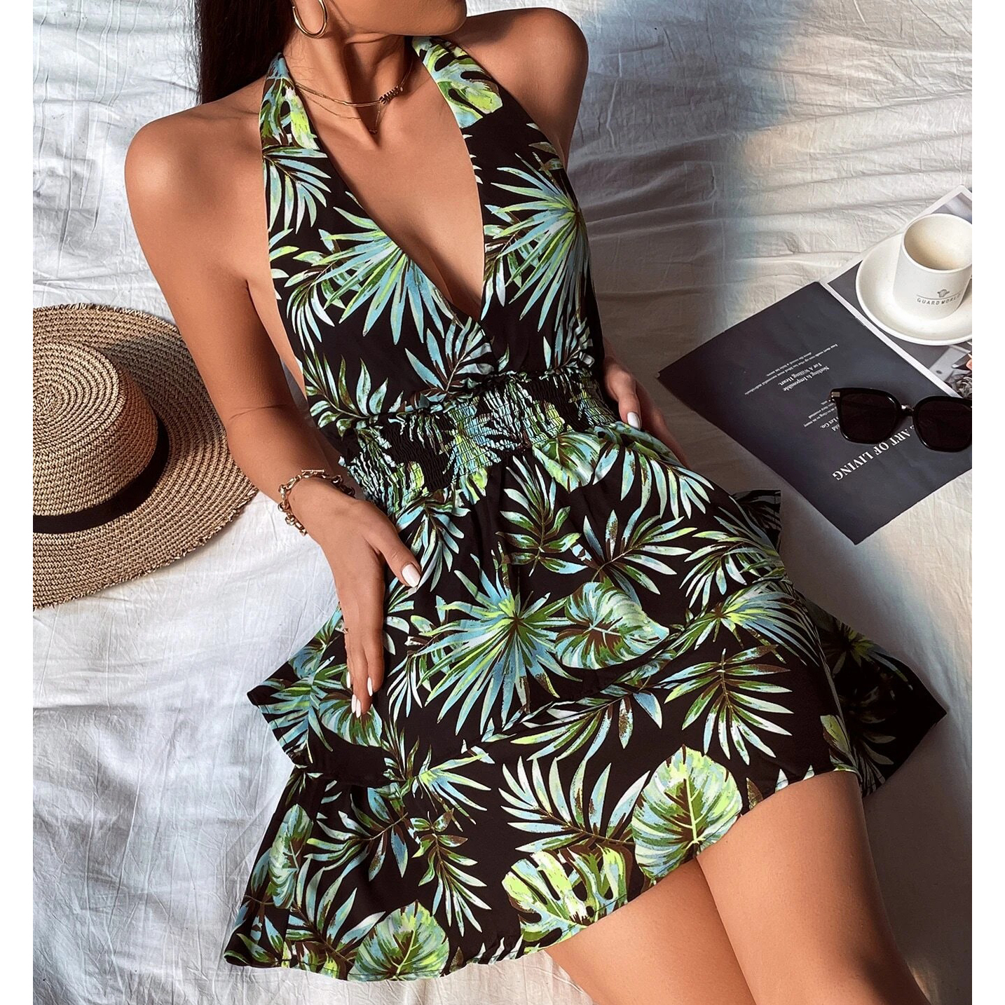 Tropical Print Dress - M